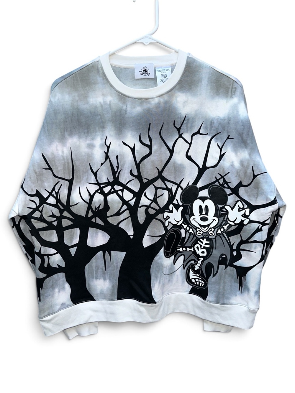 Disney Black & Gray Mickey Tie-Dye Crewneck Sweater
